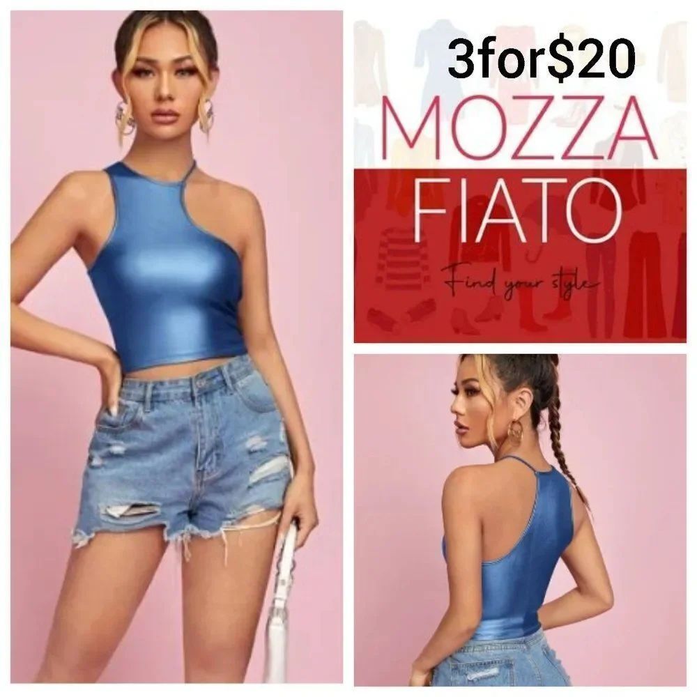 3dfor$20 NWT SHEIN BAE Solid Asymmetrical Neck PU Leather Top